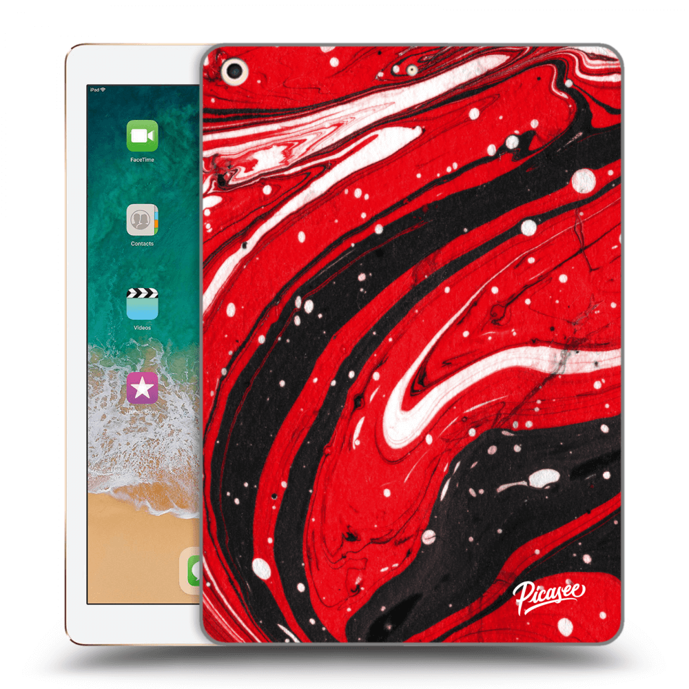 Picasee husă transparentă din silicon pentru Apple iPad 9.7" 2017 (5. gen) - Red black
