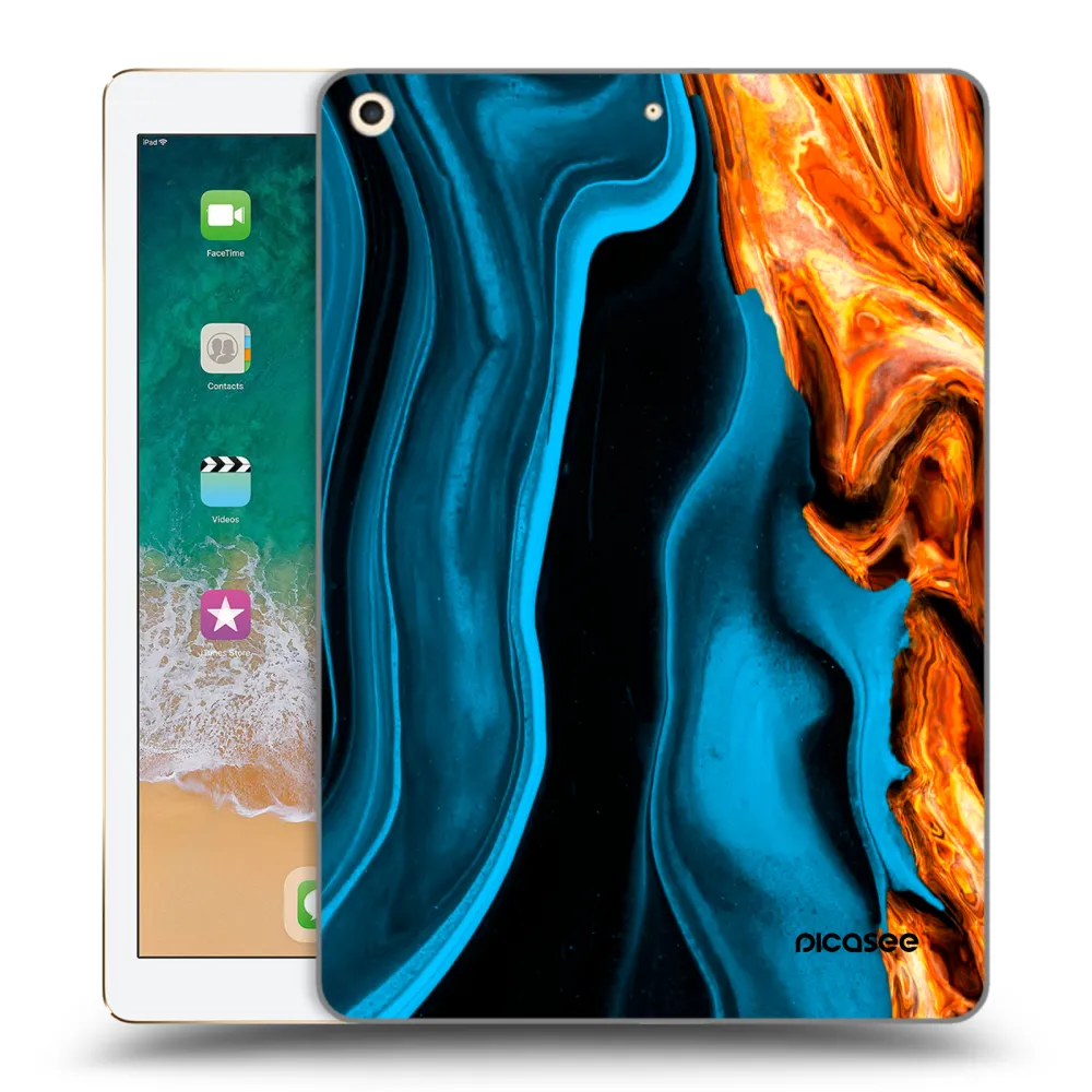 Picasee husă transparentă din silicon pentru Apple iPad 9.7" 2017 (5. gen) - Gold blue