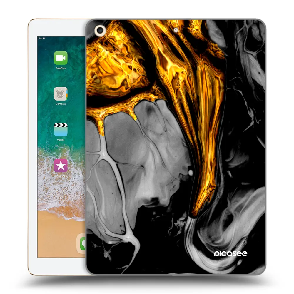 Picasee husă transparentă din silicon pentru Apple iPad 9.7" 2017 (5. gen) - Black Gold