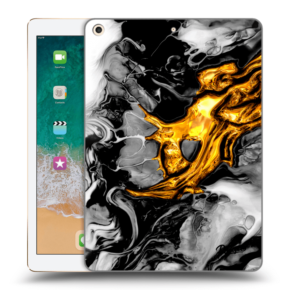 Picasee husă neagră din silicon pentru Apple iPad 9.7" 2017 (5. gen) - Black Gold 2
