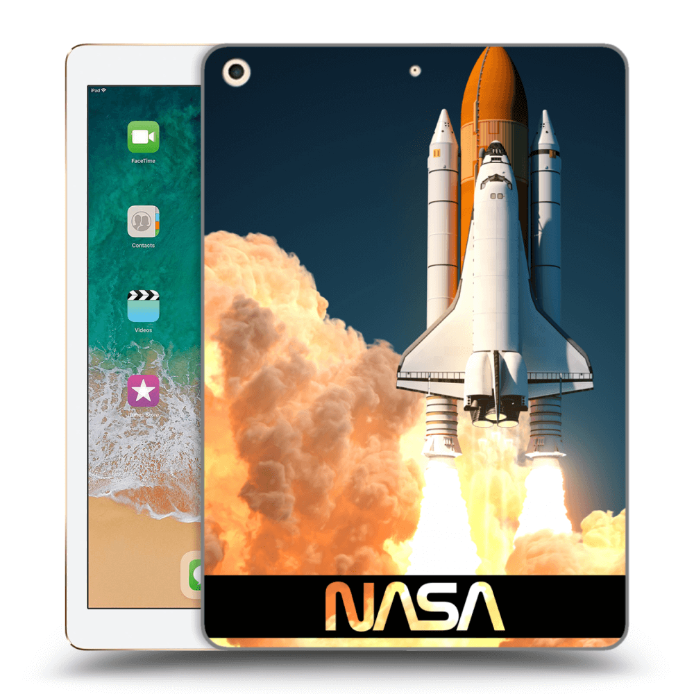 Picasee husă neagră din silicon pentru Apple iPad 9.7" 2017 (5. gen) - Space Shuttle