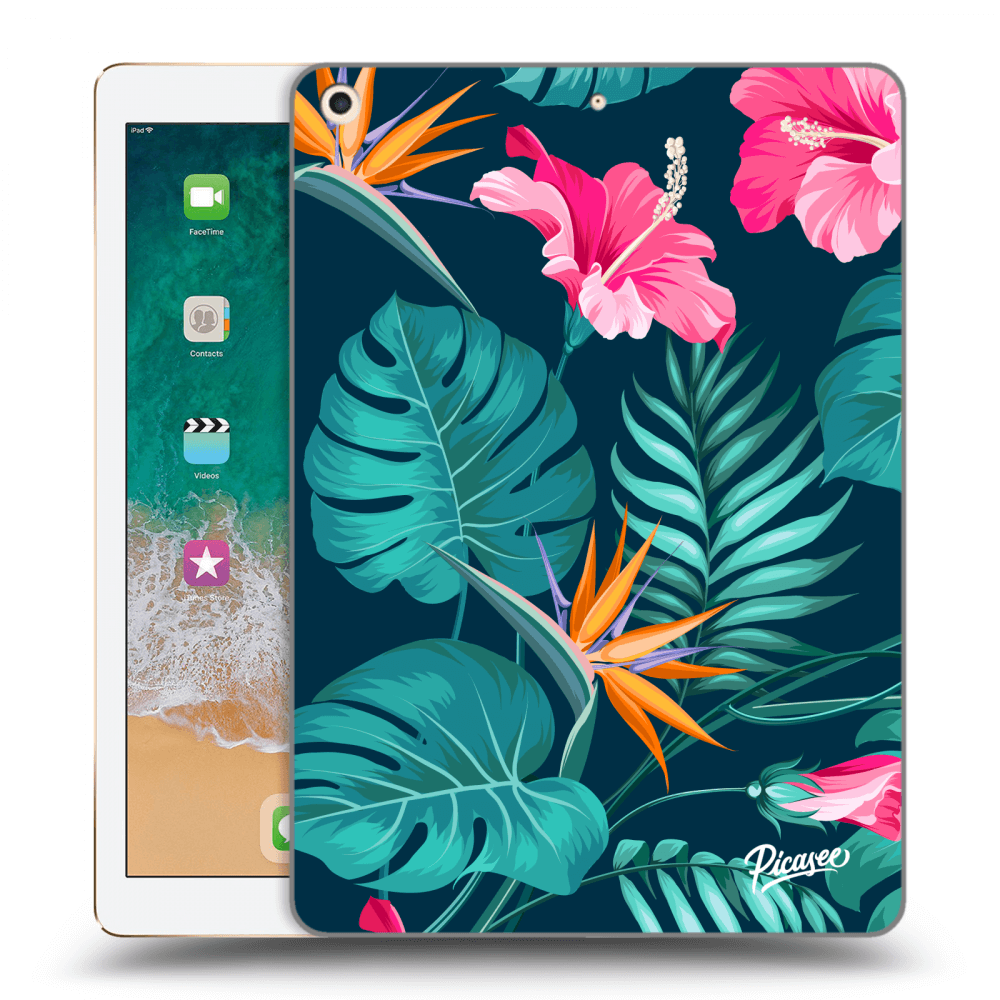 Picasee husă transparentă din silicon pentru Apple iPad 9.7" 2017 (5. gen) - Pink Monstera