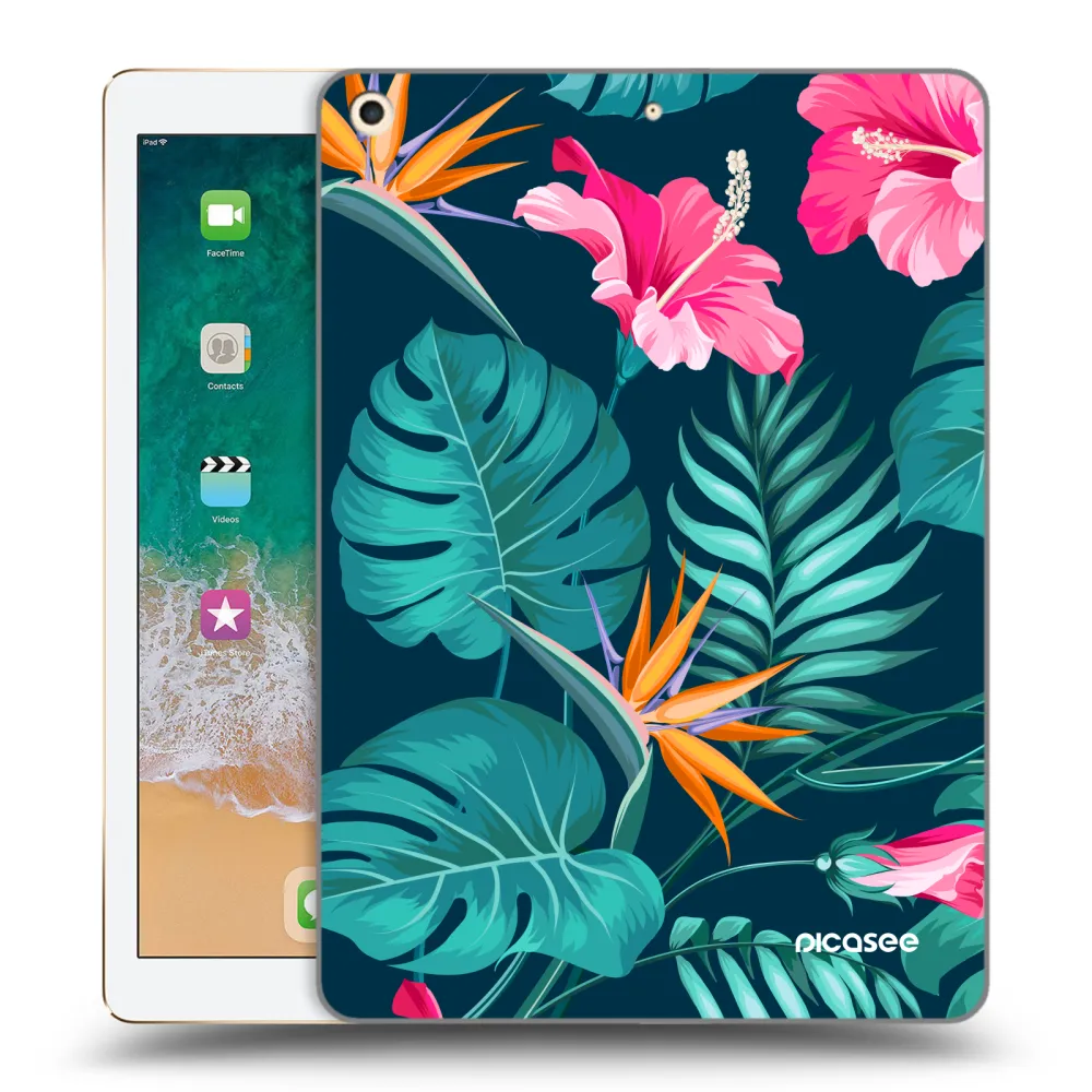 Picasee husă transparentă din silicon pentru Apple iPad 9.7" 2017 (5. gen) - Pink Monstera