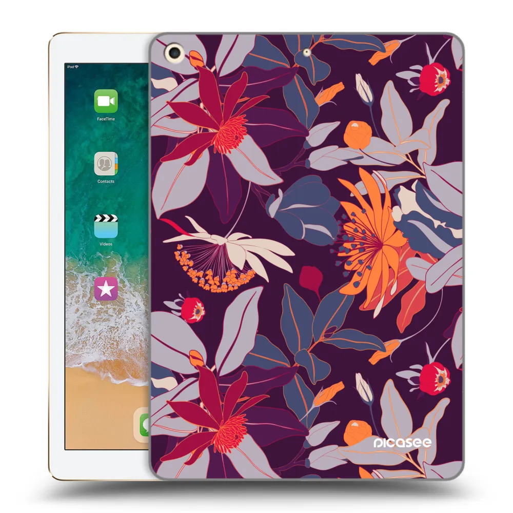 Picasee husă transparentă din silicon pentru Apple iPad 9.7" 2017 (5. gen) - Purple Leaf
