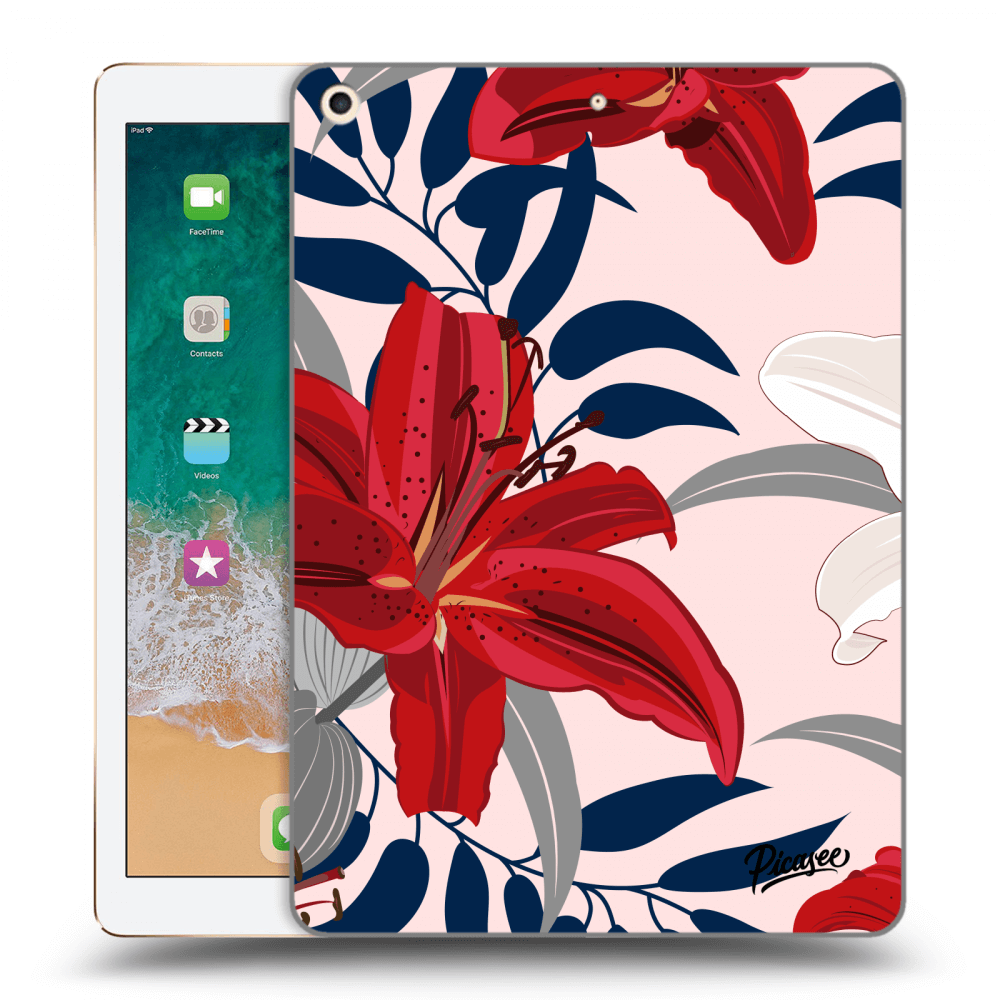 Picasee husă transparentă din silicon pentru Apple iPad 9.7" 2017 (5. gen) - Red Lily