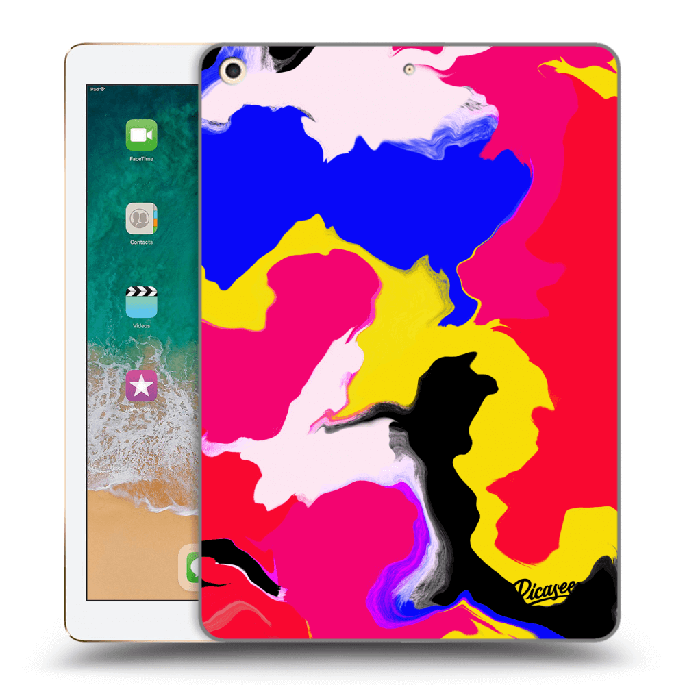 Picasee husă neagră din silicon pentru Apple iPad 9.7" 2017 (5. gen) - Watercolor
