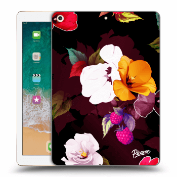 Picasee husă neagră din silicon pentru Apple iPad 9.7" 2017 (5. gen) - Flowers and Berries