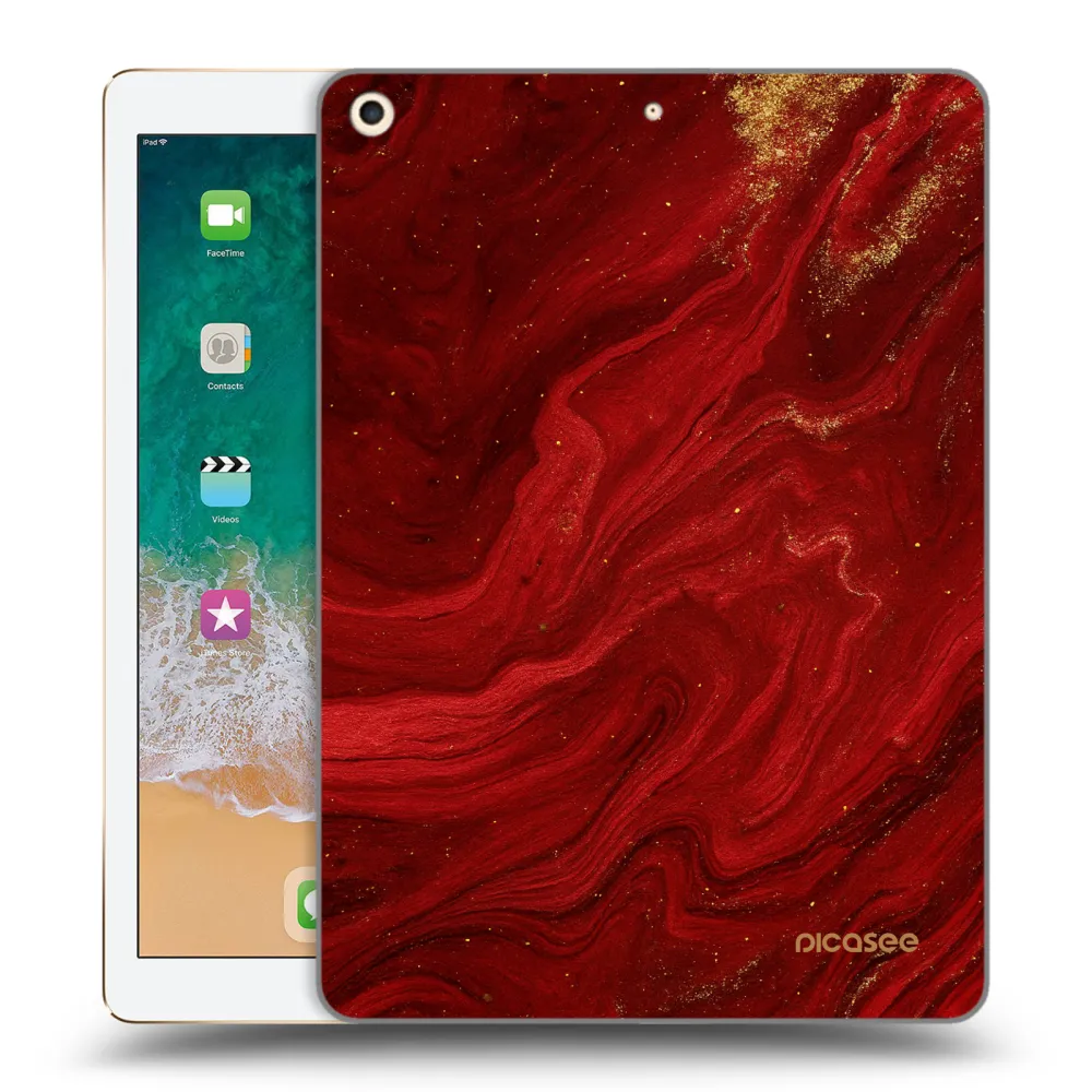 Picasee husă transparentă din silicon pentru Apple iPad 9.7" 2017 (5. gen) - Red