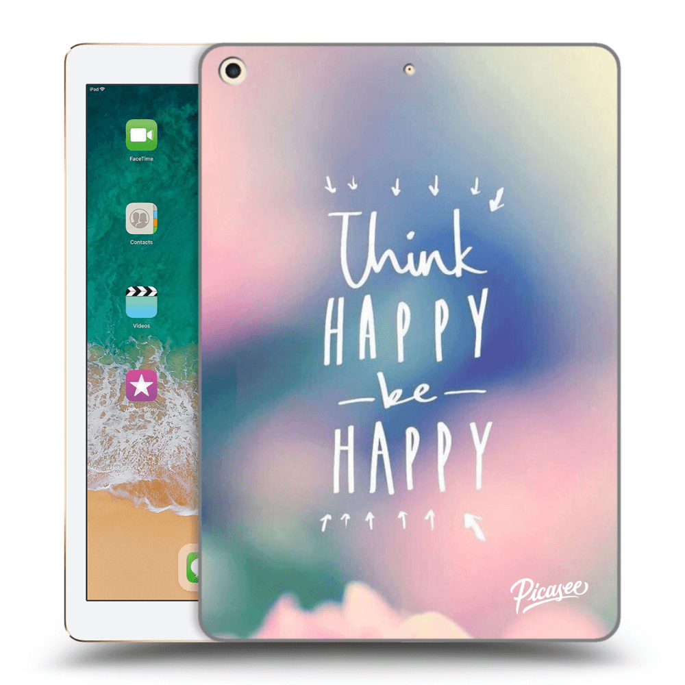 Picasee husă neagră din silicon pentru Apple iPad 9.7" 2017 (5. gen) - Think happy be happy