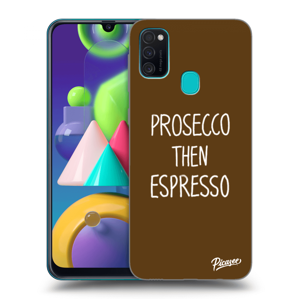 Picasee husă neagră din silicon pentru Samsung Galaxy M21 M215F - Prosecco then espresso