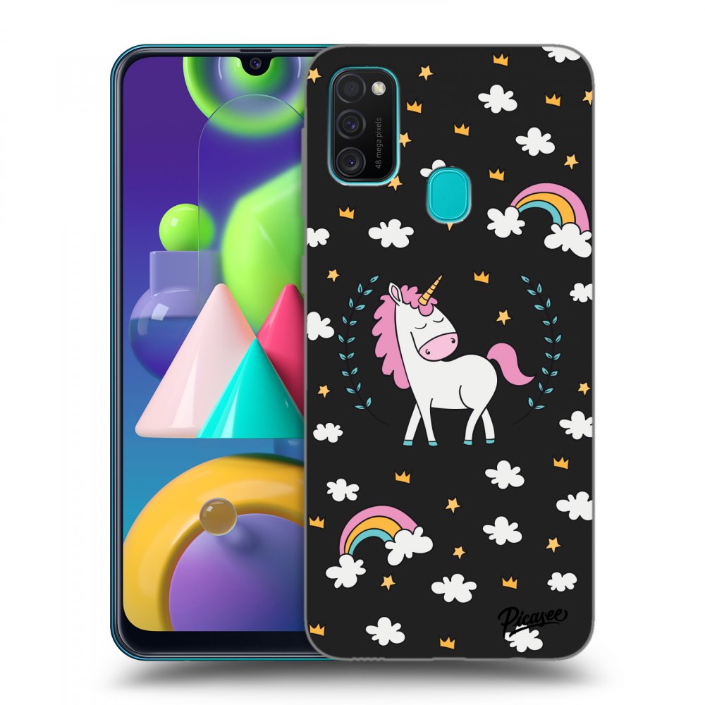 Picasee husă neagră din silicon pentru Samsung Galaxy M21 M215F - Unicorn star heaven