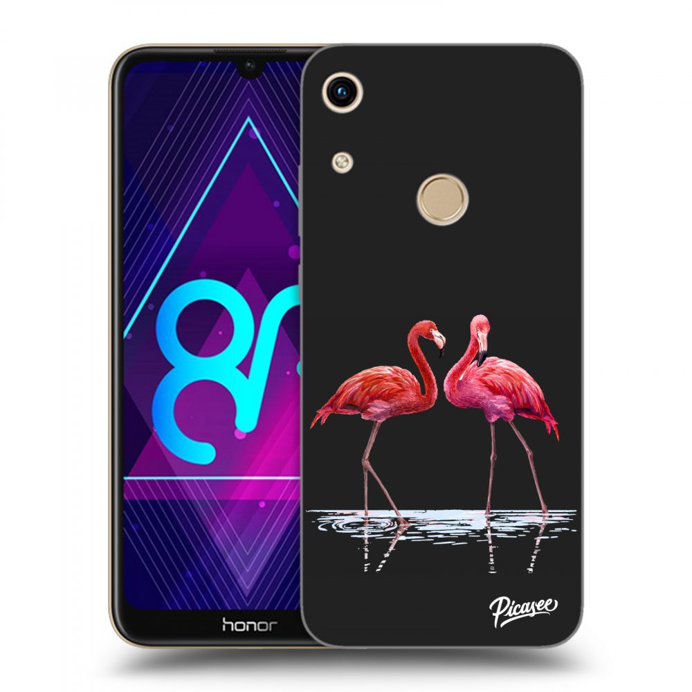 Picasee husă neagră din silicon pentru Honor 8A - Flamingos couple