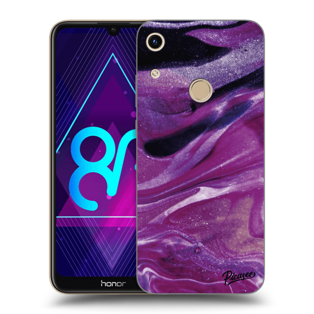Picasee husă transparentă din silicon pentru Honor 8A - Purple glitter