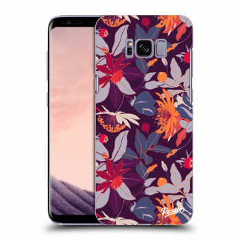 Picasee husă neagră din silicon pentru Samsung Galaxy S8 G950F - Purple Leaf