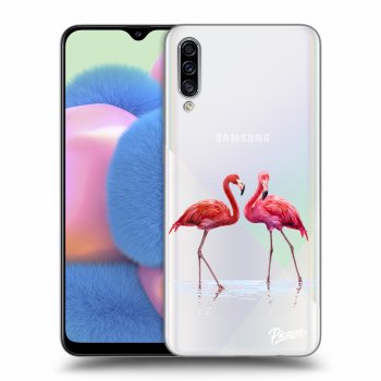 Picasee husă transparentă din silicon pentru Samsung Galaxy A30s A307F - Flamingos couple
