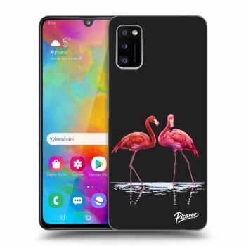 Picasee husă neagră din silicon pentru Samsung Galaxy A41 A415F - Flamingos couple