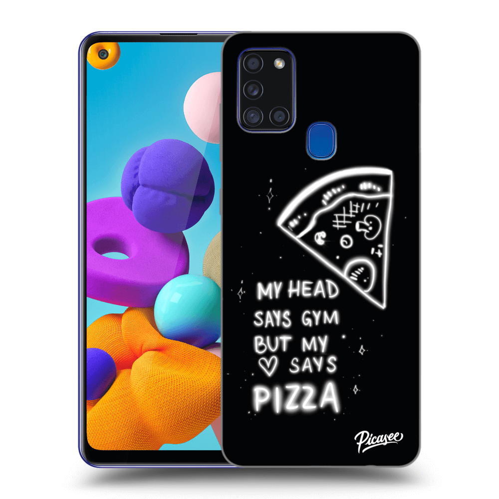 Picasee husă neagră din silicon pentru Samsung Galaxy A21s - Pizza