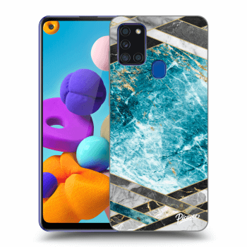 Husă pentru Samsung Galaxy A21s - Blue geometry