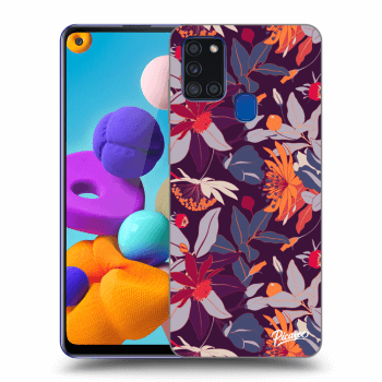 Husă pentru Samsung Galaxy A21s - Purple Leaf