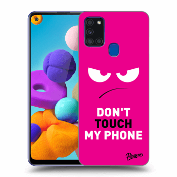 Picasee husă neagră din silicon pentru Samsung Galaxy A21s - Angry Eyes - Pink