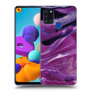 Husă pentru Samsung Galaxy A21s - Purple glitter