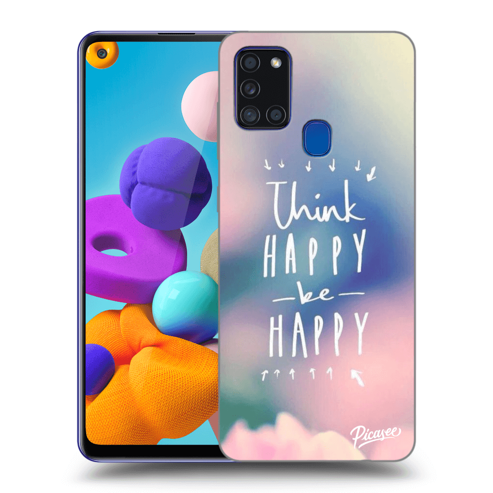 Picasee husă neagră din silicon pentru Samsung Galaxy A21s - Think happy be happy