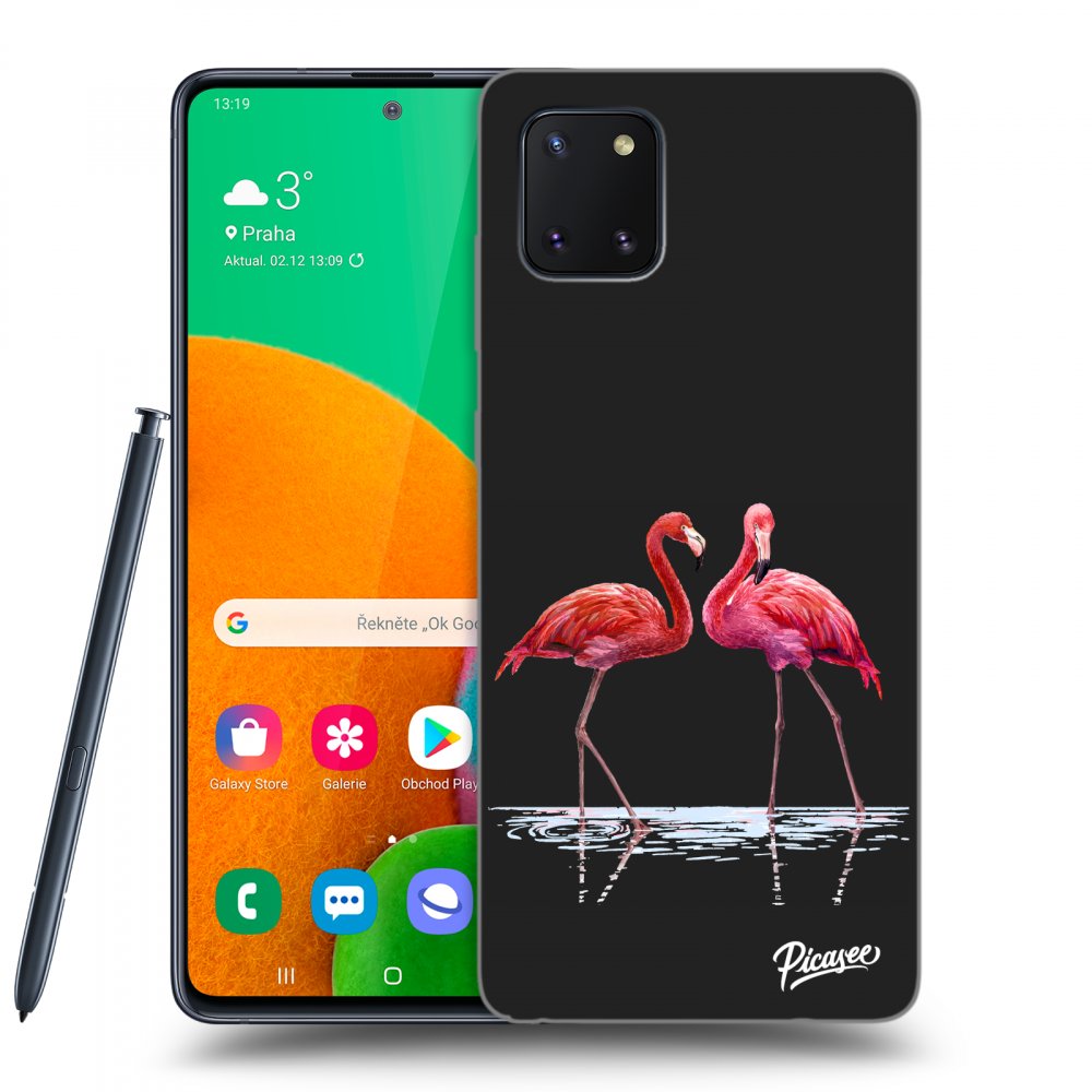 Picasee husă neagră din silicon pentru Samsung Galaxy Note 10 Lite N770F - Flamingos couple