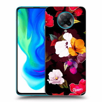 Picasee husă neagră din silicon pentru Xiaomi Poco F2 Pro - Flowers and Berries