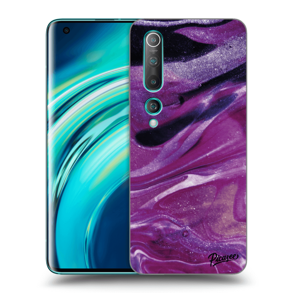 Picasee husă transparentă din silicon pentru Xiaomi Mi 10 - Purple glitter