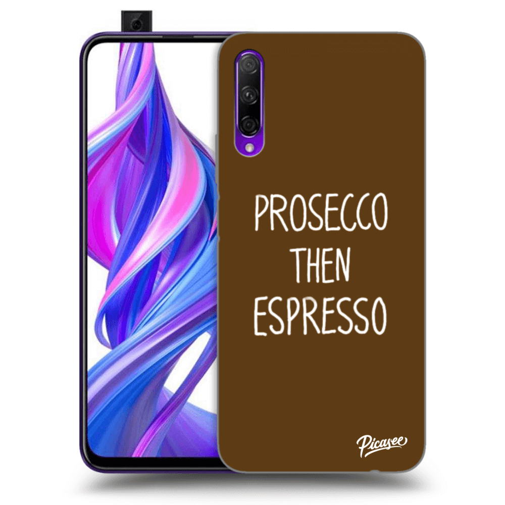 Picasee husă neagră din silicon pentru Honor 9X Pro - Prosecco then espresso