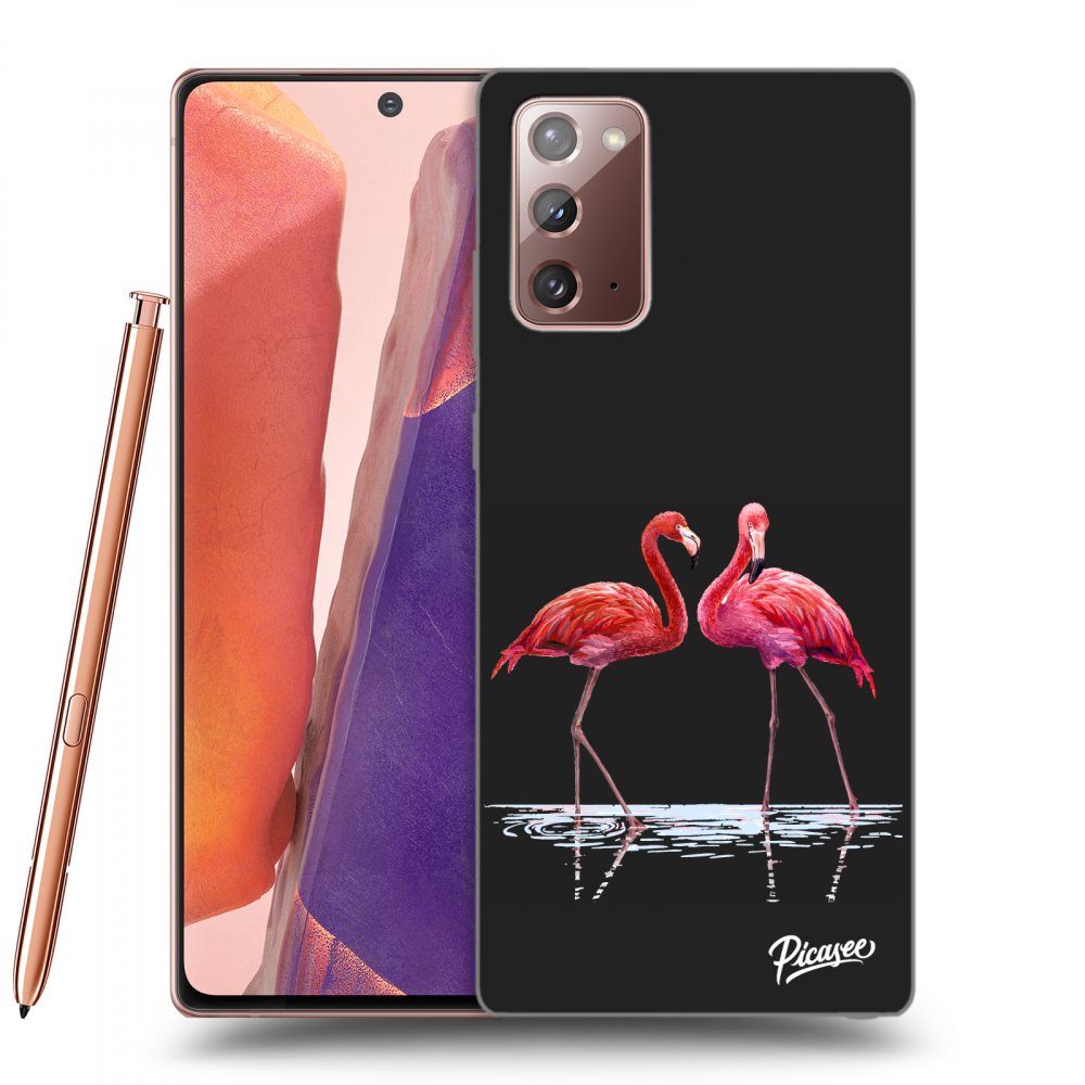 Picasee husă neagră din silicon pentru Samsung Galaxy Note 20 - Flamingos couple