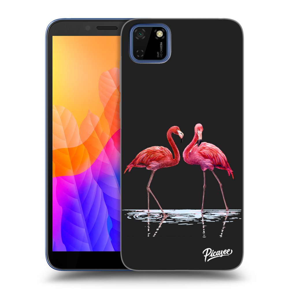 Picasee husă neagră din silicon pentru Huawei Y5P - Flamingos couple