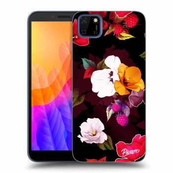 Picasee husă neagră din silicon pentru Huawei Y5P - Flowers and Berries
