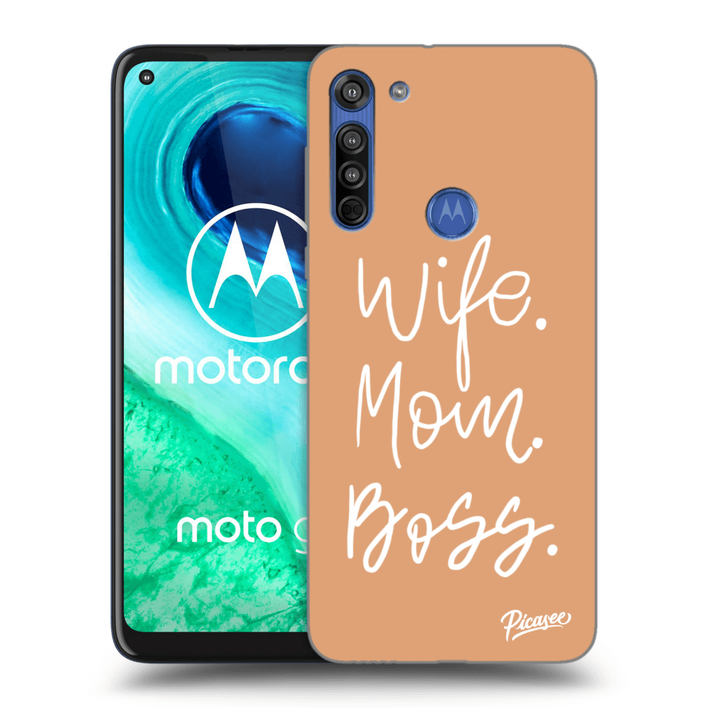 Picasee husă neagră din silicon pentru Motorola Moto G8 - Boss Mama