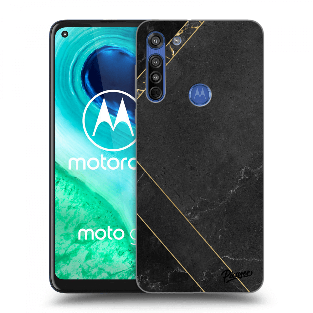 Picasee husă transparentă din silicon pentru Motorola Moto G8 - Black tile