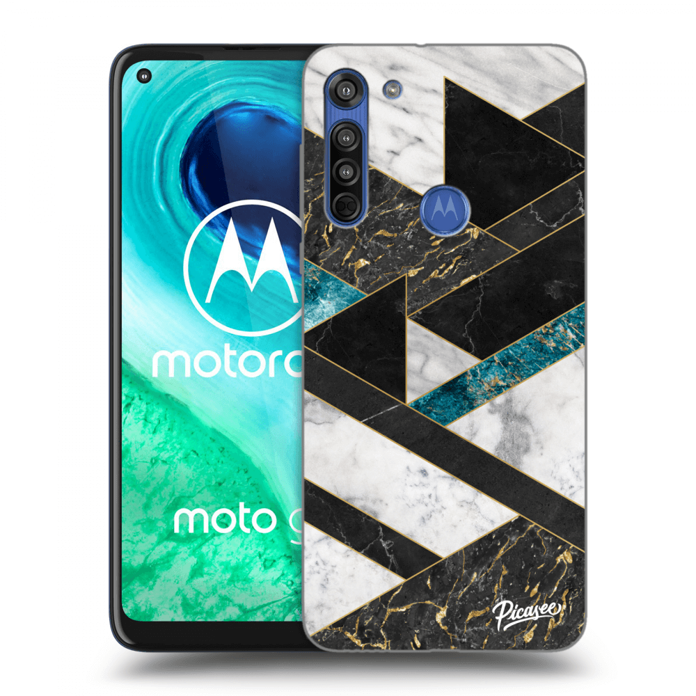 Picasee husă neagră din silicon pentru Motorola Moto G8 - Dark geometry