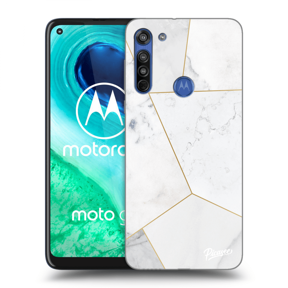Picasee husă transparentă din silicon pentru Motorola Moto G8 - White tile