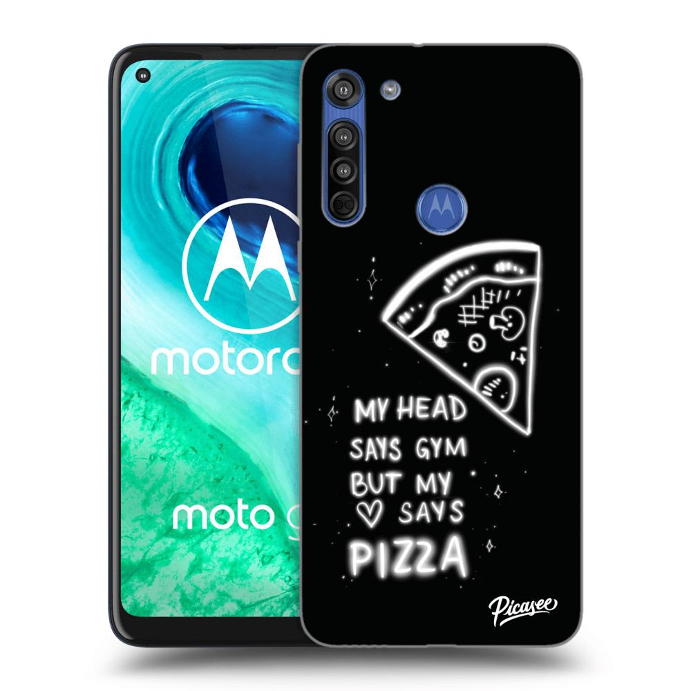 Picasee husă neagră din silicon pentru Motorola Moto G8 - Pizza