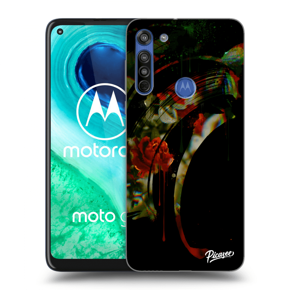 Picasee husă transparentă din silicon pentru Motorola Moto G8 - Roses black