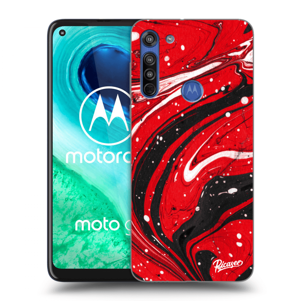 Picasee husă neagră din silicon pentru Motorola Moto G8 - Red black