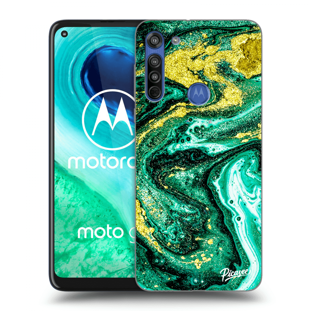 Picasee husă transparentă din silicon pentru Motorola Moto G8 - Green Gold
