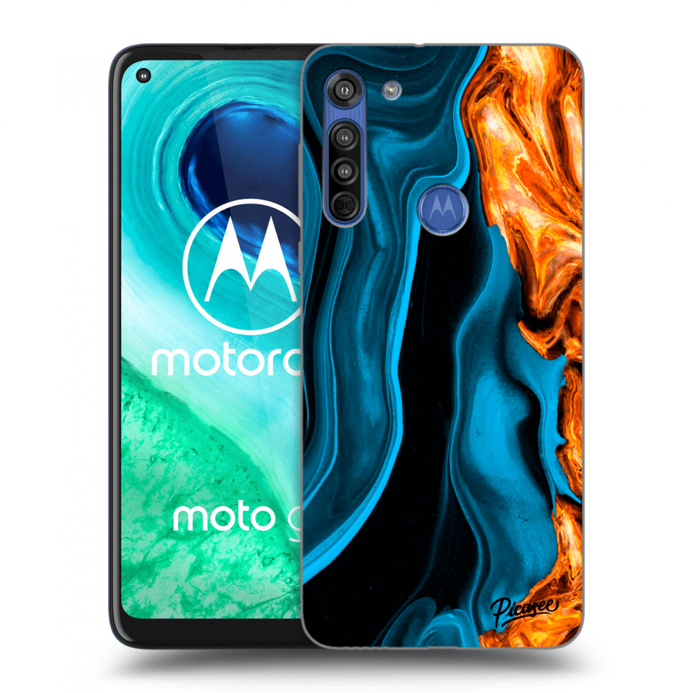 Picasee husă neagră din silicon pentru Motorola Moto G8 - Gold blue