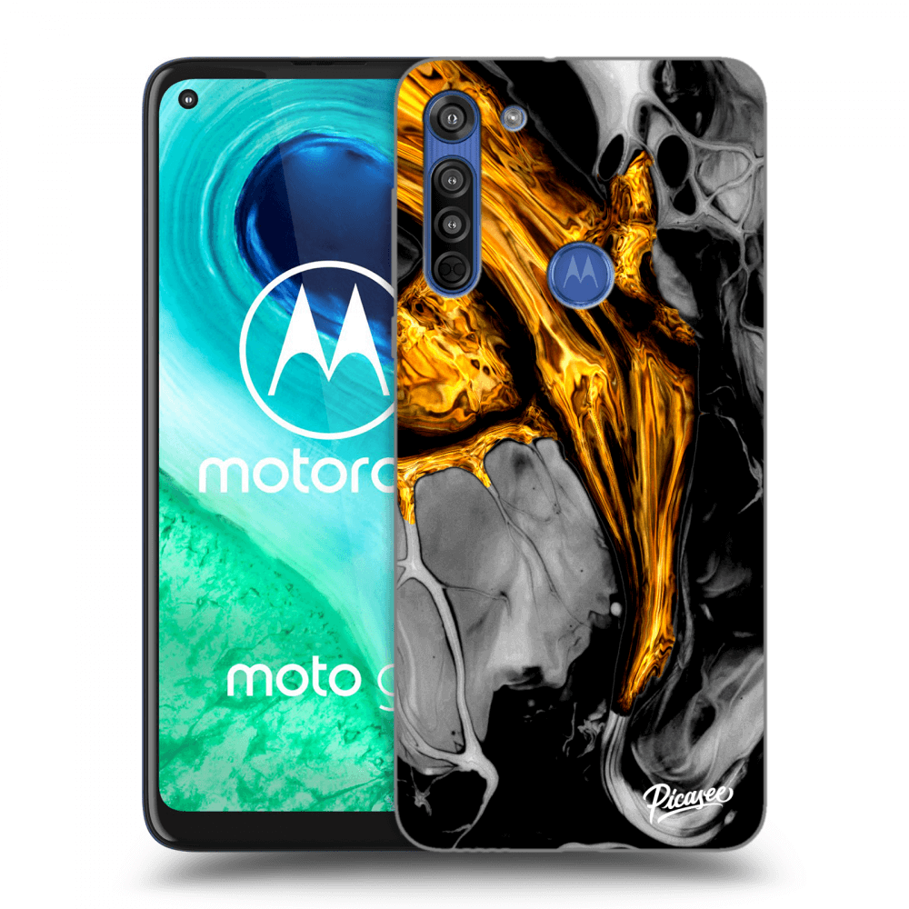 Picasee husă transparentă din silicon pentru Motorola Moto G8 - Black Gold