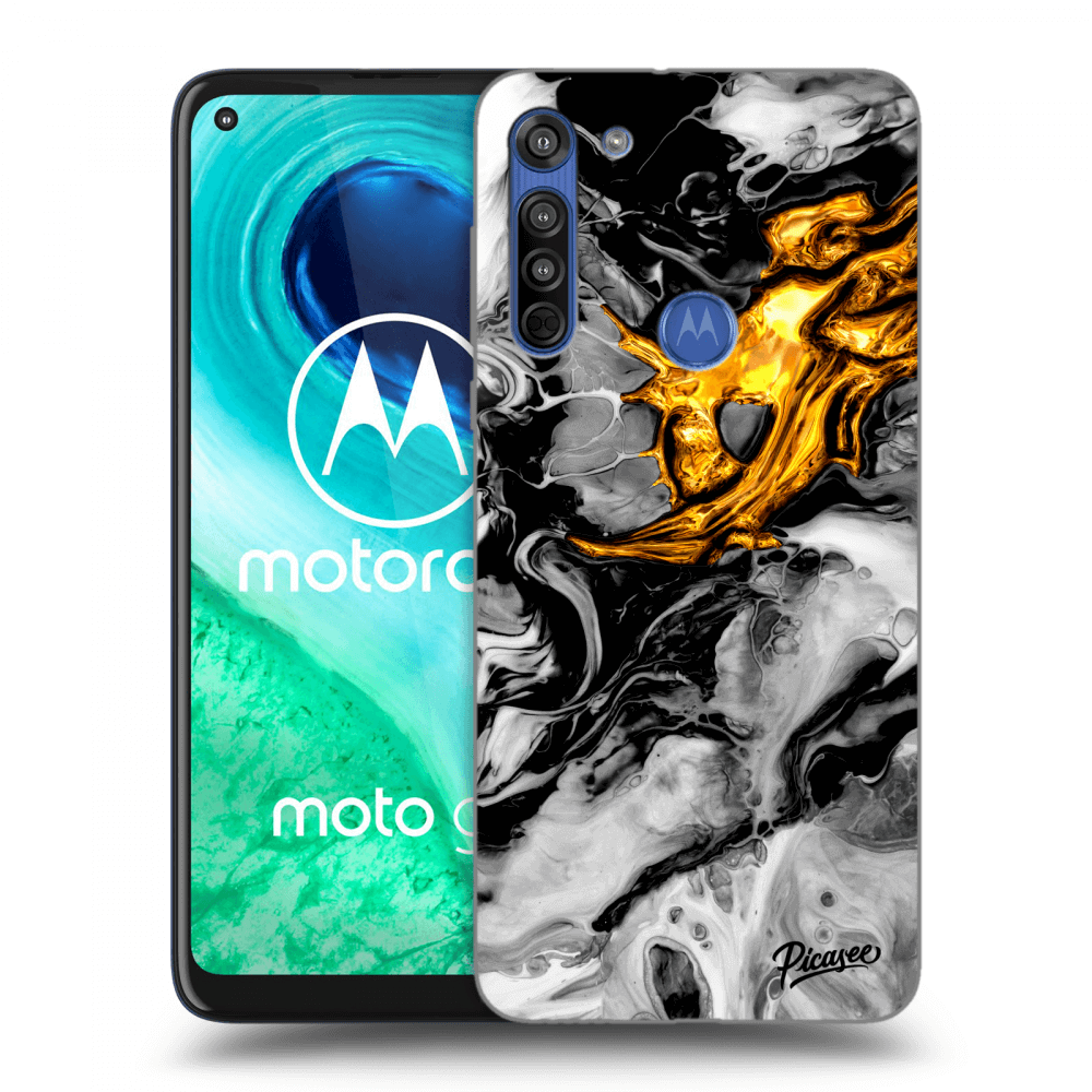 Picasee husă transparentă din silicon pentru Motorola Moto G8 - Black Gold 2