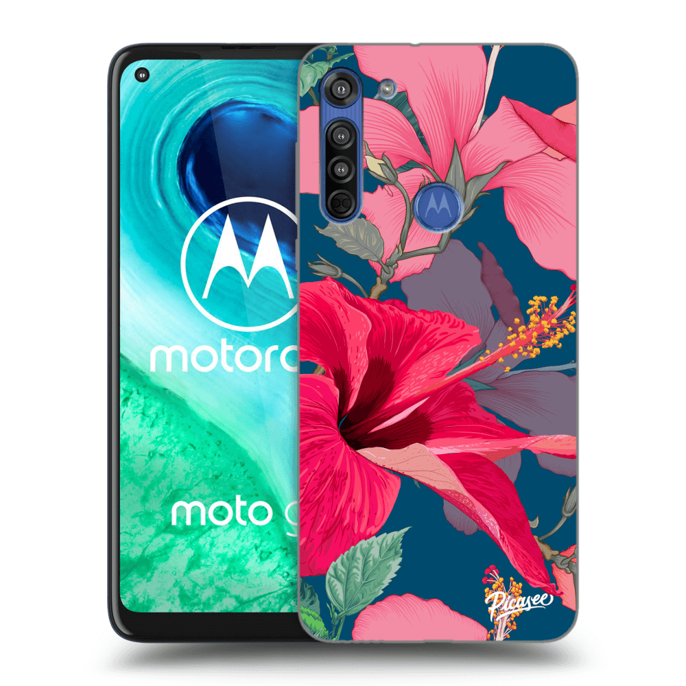 Picasee husă transparentă din silicon pentru Motorola Moto G8 - Hibiscus