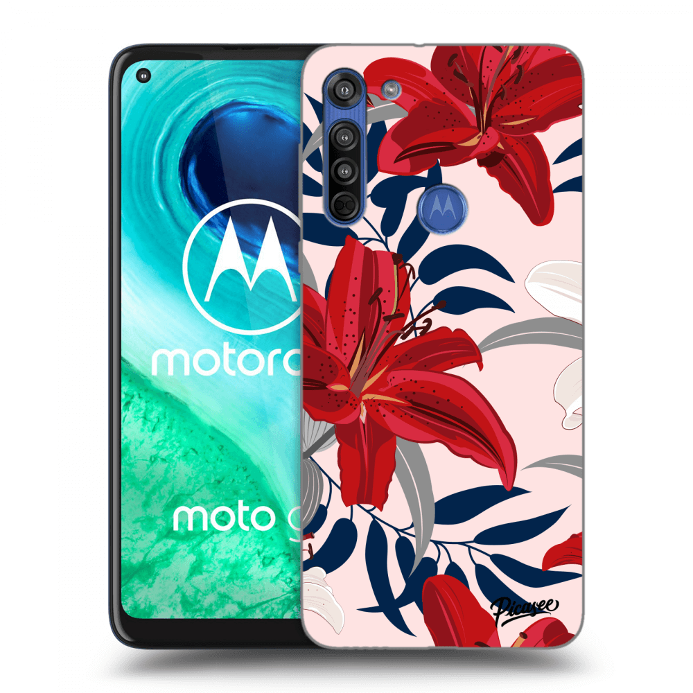 Picasee husă transparentă din silicon pentru Motorola Moto G8 - Red Lily