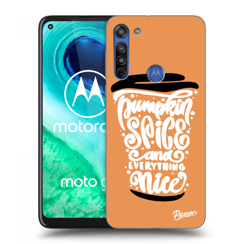 Picasee husă transparentă din silicon pentru Motorola Moto G8 - Pumpkin coffee