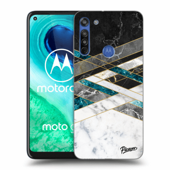 Picasee husă transparentă din silicon pentru Motorola Moto G8 - Black & White geometry