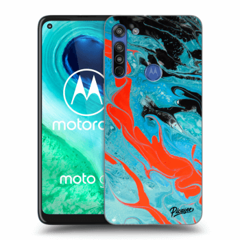 Picasee husă transparentă din silicon pentru Motorola Moto G8 - Blue Magma