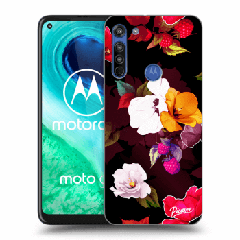 Picasee husă transparentă din silicon pentru Motorola Moto G8 - Flowers and Berries